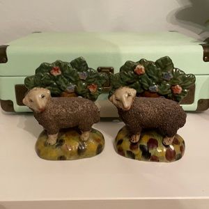 Staffordshire reproduction sheep 2 piece figurine